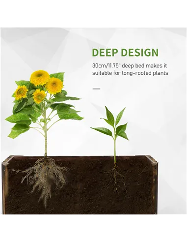 Outsunny 100L Raised Flower Bed Wooden Rectangular Planter Container Box Flower Pot Herb Pot 100L x 38.5W x 40H (cm)