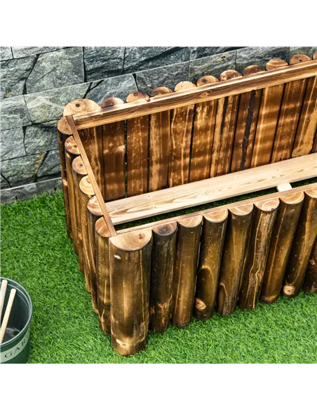 Outsunny 100L Raised Flower Bed Wooden Rectangular Planter Container Box Flower Pot Herb Pot 100L x 38.5W x 40H (cm)