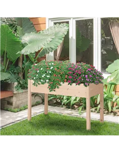 Outsunny Garden Wooden Planters， Non-Woven Fabric, Rectangular Raised Bed,Fir Wood，Indoor/Outdoor, 122.5Lx56.5Wx76H cm 2