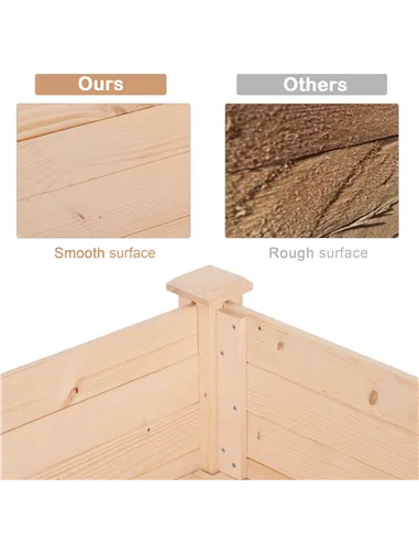 Outsunny Garden Wooden Planters， Non-Woven Fabric, Rectangular Raised Bed,Fir Wood，Indoor/Outdoor, 122.5Lx56.5Wx76H cm