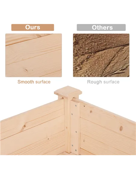 Outsunny Garden Wooden Planters， Non-Woven Fabric, Rectangular Raised Bed,Fir Wood，Indoor/Outdoor, 122.5Lx56.5Wx76H cm