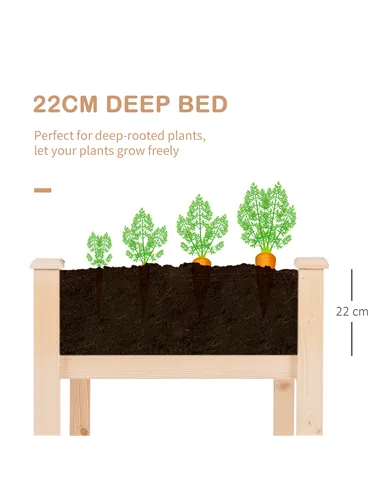 Outsunny Garden Wooden Planters， Non-Woven Fabric, Rectangular Raised Bed,Fir Wood，Indoor/Outdoor, 122.5Lx56.5Wx76H cm