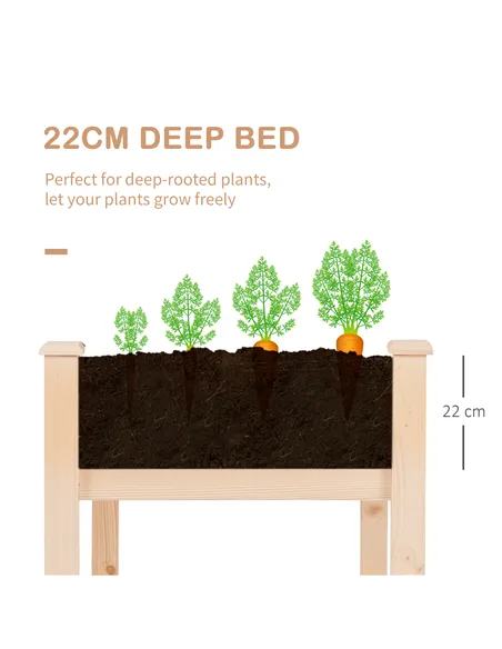 Outsunny Garden Wooden Planters， Non-Woven Fabric, Rectangular Raised Bed,Fir Wood，Indoor/Outdoor, 122.5Lx56.5Wx76H cm