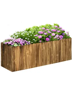 Outsunny 172L Raised Garden Bed, Wooden Rectangle Planter Box, Outdoor Herb Vegetable Flower Pot (120L x 40W x 40H cm)
