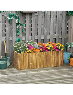 Outsunny 172L Raised Garden Bed, Wooden Rectangle Planter Box, Outdoor Herb Vegetable Flower Pot (120L x 40W x 40H cm) 2
