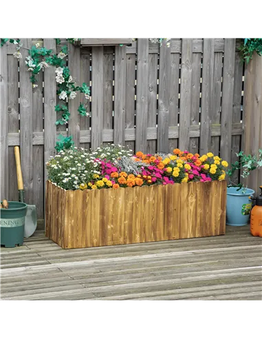 Outsunny 172L Raised Garden Bed, Wooden Rectangle Planter Box, Outdoor Herb Vegetable Flower Pot (120L x 40W x 40H cm)