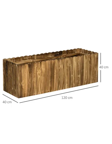 Outsunny 172L Raised Garden Bed, Wooden Rectangle Planter Box, Outdoor Herb Vegetable Flower Pot (120L x 40W x 40H cm)