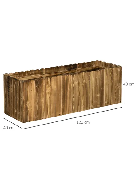 Outsunny 172L Raised Garden Bed, Wooden Rectangle Planter Box, Outdoor Herb Vegetable Flower Pot (120L x 40W x 40H cm)