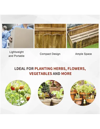 Outsunny 172L Raised Garden Bed, Wooden Rectangle Planter Box, Outdoor Herb Vegetable Flower Pot (120L x 40W x 40H cm)