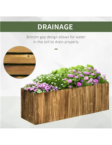 Outsunny 172L Raised Garden Bed, Wooden Rectangle Planter Box, Outdoor Herb Vegetable Flower Pot (120L x 40W x 40H cm)