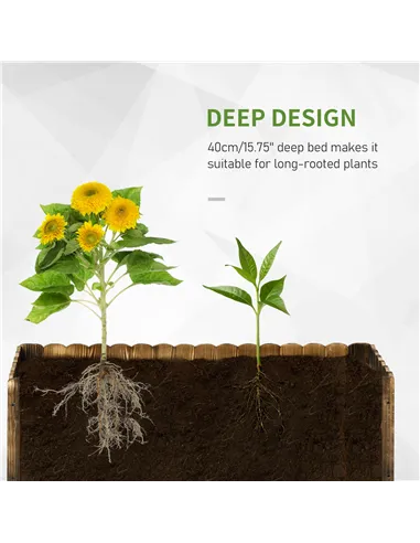 Outsunny 172L Raised Garden Bed, Wooden Rectangle Planter Box, Outdoor Herb Vegetable Flower Pot (120L x 40W x 40H cm)