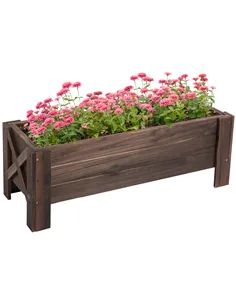 Outsunny 58L Garden Raised Bed Planter Grow Containers for Outdoor Patio Plant Flower Vegetable Pot Fir Wood, 100 x 36.5 x 36 cm
