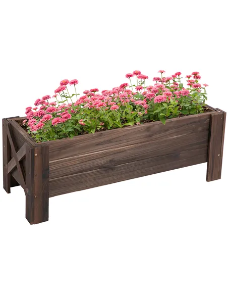 Outsunny 58L Garden Raised Bed Planter Grow Containers for Outdoor Patio Plant Flower Vegetable Pot Fir Wood, 100 x 36.5 x 36 cm