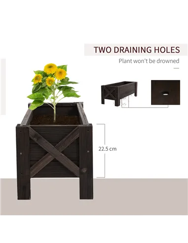 Outsunny 58L Garden Raised Bed Planter Grow Containers for Outdoor Patio Plant Flower Vegetable Pot Fir Wood, 100 x 36.5 x 36 cm