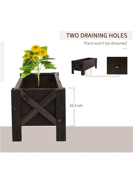 Outsunny 58L Garden Raised Bed Planter Grow Containers for Outdoor Patio Plant Flower Vegetable Pot Fir Wood, 100 x 36.5 x 36 cm