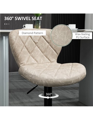 HOMCOM Bar Stools, Set of 2 Breakfast Bar Chairs, Swivel Barstools with Backrest and Footrest, Steel Frame Diamond Pattern PU, f