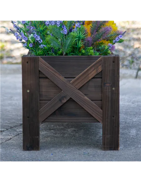 Outsunny 58L Garden Raised Bed Planter Grow Containers for Outdoor Patio Plant Flower Vegetable Pot Fir Wood, 100 x 36.5 x 36 cm