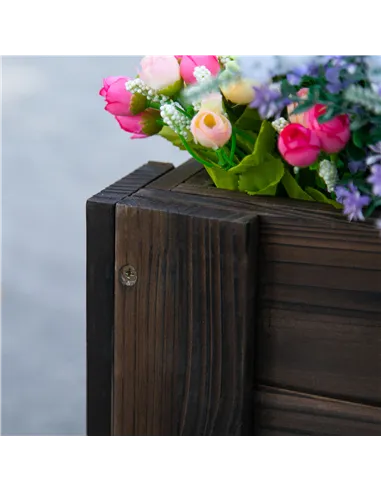 Outsunny 58L Garden Raised Bed Planter Grow Containers for Outdoor Patio Plant Flower Vegetable Pot Fir Wood, 100 x 36.5 x 36 cm