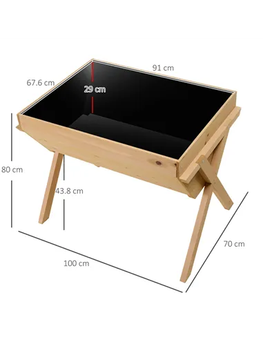Outsunny Large Fir Wood Raised Plant Stand Oak Tone
