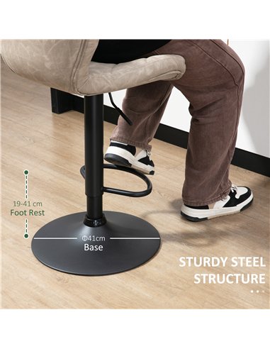 HOMCOM Bar Stools, Set of 2 Breakfast Bar Chairs, Swivel Barstools with Backrest and Footrest, Steel Frame Diamond Pattern PU, f