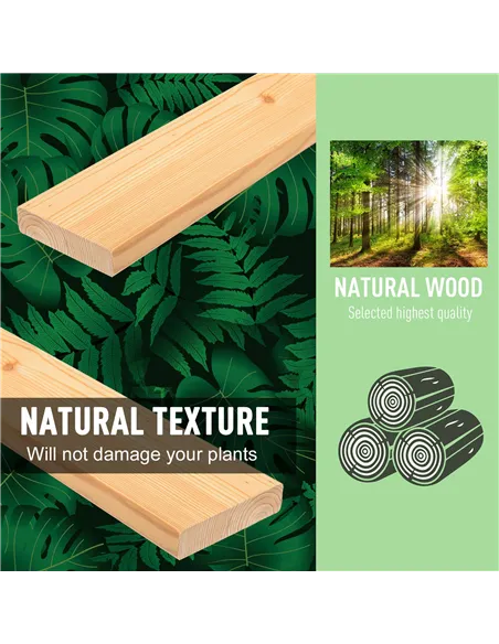 Outsunny Large Fir Wood Raised Plant Stand Oak Tone