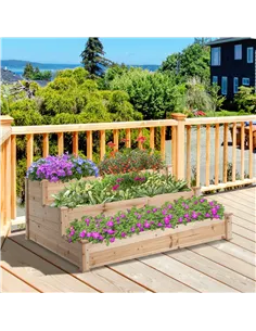 Outsunny 470L Raised Garden Bed, 3-Tier Planter Kit, Elevated Wooden Planters for Garden, Yard & Patio, 124 x 124 x 56 cm 2