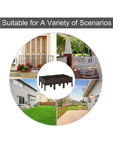 Outsunny Set of 6 26L Garden Raised Bed Elevated Patio Flower Plant Planter Box PP Vegetables Planting Container, Brown