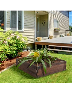 Outsunny 128L Wooden Raised Beds for Garden Planter Grow Containers For Outdoor Patio Plant Flower Vegetable 80L x 80W x 22.5H c 2