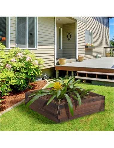 Outsunny 128L Wooden Raised Beds for Garden Planter Grow Containers For Outdoor Patio Plant Flower Vegetable 80L x 80W x 22.5H c