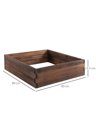 Outsunny 128L Wooden Raised Beds for Garden Planter Grow Containers For Outdoor Patio Plant Flower Vegetable 80L x 80W x 22.5H c
