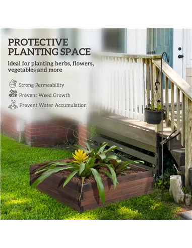 Outsunny 128L Wooden Raised Beds for Garden Planter Grow Containers For Outdoor Patio Plant Flower Vegetable 80L x 80W x 22.5H c