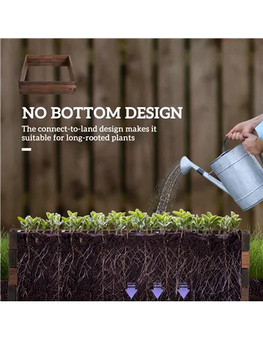 Outsunny 128L Wooden Raised Beds for Garden Planter Grow Containers For Outdoor Patio Plant Flower Vegetable 80L x 80W x 22.5H c