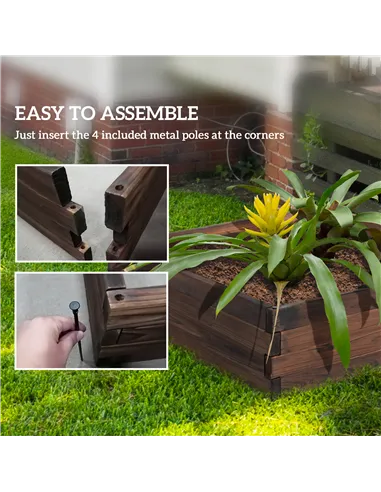 Outsunny 128L Wooden Raised Beds for Garden Planter Grow Containers For Outdoor Patio Plant Flower Vegetable 80L x 80W x 22.5H c