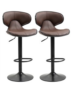 HOMCOM Adjustable Swivel Bar Stools Set of 2, Barstools with Footrest and Backrest, Steel Frame Gas Lift, for Kitchen Counter Di