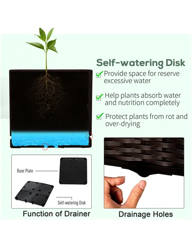 Outsunny Set of 2 26L Garden Raised Bed Elevated Patio Flower Plant Planter Box PP Vegetables Planting Container, Brown