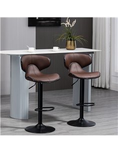 HOMCOM Adjustable Swivel Bar Stools Set of 2, Barstools with Footrest and Backrest, Steel Frame Gas Lift, for Kitchen Counter Di 2