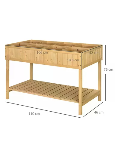 Outsunny Garden Wooden Planters, Rectangular 8 Compartment Plant Stand, Oak Tone