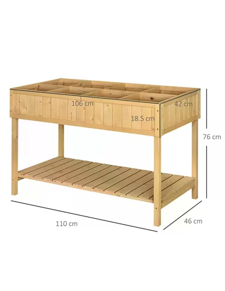 Outsunny Garden Wooden Planters, Rectangular 8 Compartment Plant Stand, Oak Tone