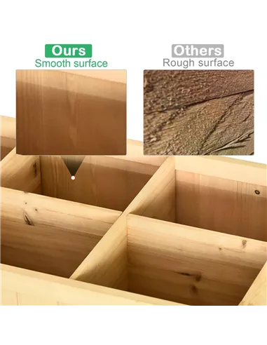 Outsunny Garden Wooden Planters, Rectangular 8 Compartment Plant Stand, Oak Tone