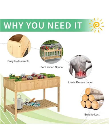 Outsunny Garden Wooden Planters, Rectangular 8 Compartment Plant Stand, Oak Tone