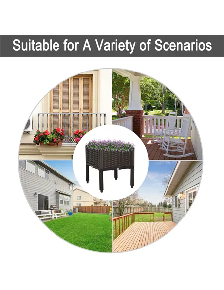 Outsunny 26L Garden Raised Bed Elevated Patio Flower Plant Planter Box PP Vegetables Planting Container, Brown