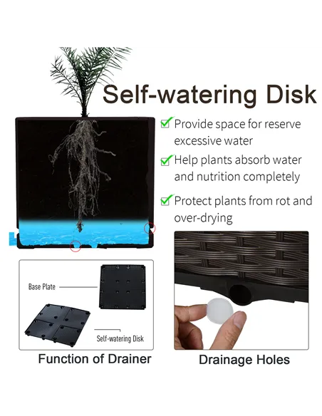 Outsunny 26L Garden Raised Bed Elevated Patio Flower Plant Planter Box PP Vegetables Planting Container, Brown