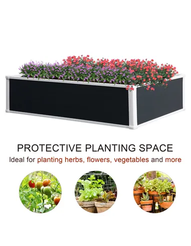 Outsunny 302L Raised Garden Bed, Weather-resistant PP Planter Box Containers for Outdoor Patio Plant Flower Vegetable, 120 x 90 