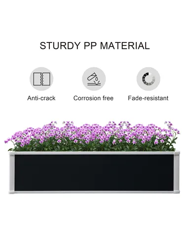 Outsunny 302L Raised Garden Bed, Weather-resistant PP Planter Box Containers for Outdoor Patio Plant Flower Vegetable, 120 x 90 