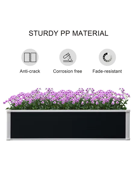 Outsunny 302L Raised Garden Bed, Weather-resistant PP Planter Box Containers for Outdoor Patio Plant Flower Vegetable, 120 x 90 