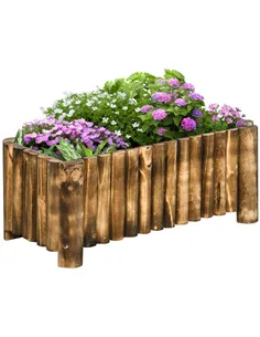 Outsunny 52L Raised Flower Bed Wooden Rectangular Planter Container Box Herb Pot Flower Pot 78L x 35W x 30H (cm)