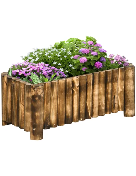 Outsunny 52L Raised Flower Bed Wooden Rectangular Planter Container Box Herb Pot Flower Pot 78L x 35W x 30H (cm)