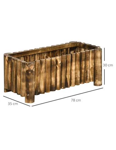 Outsunny 52L Raised Flower Bed Wooden Rectangular Planter Container Box Herb Pot Flower Pot 78L x 35W x 30H (cm)