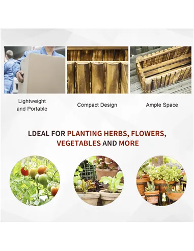 Outsunny 52L Raised Flower Bed Wooden Rectangular Planter Container Box Herb Pot Flower Pot 78L x 35W x 30H (cm)