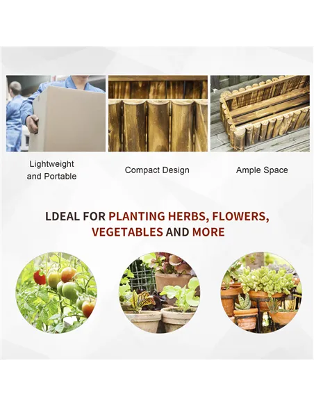 Outsunny 52L Raised Flower Bed Wooden Rectangular Planter Container Box Herb Pot Flower Pot 78L x 35W x 30H (cm)